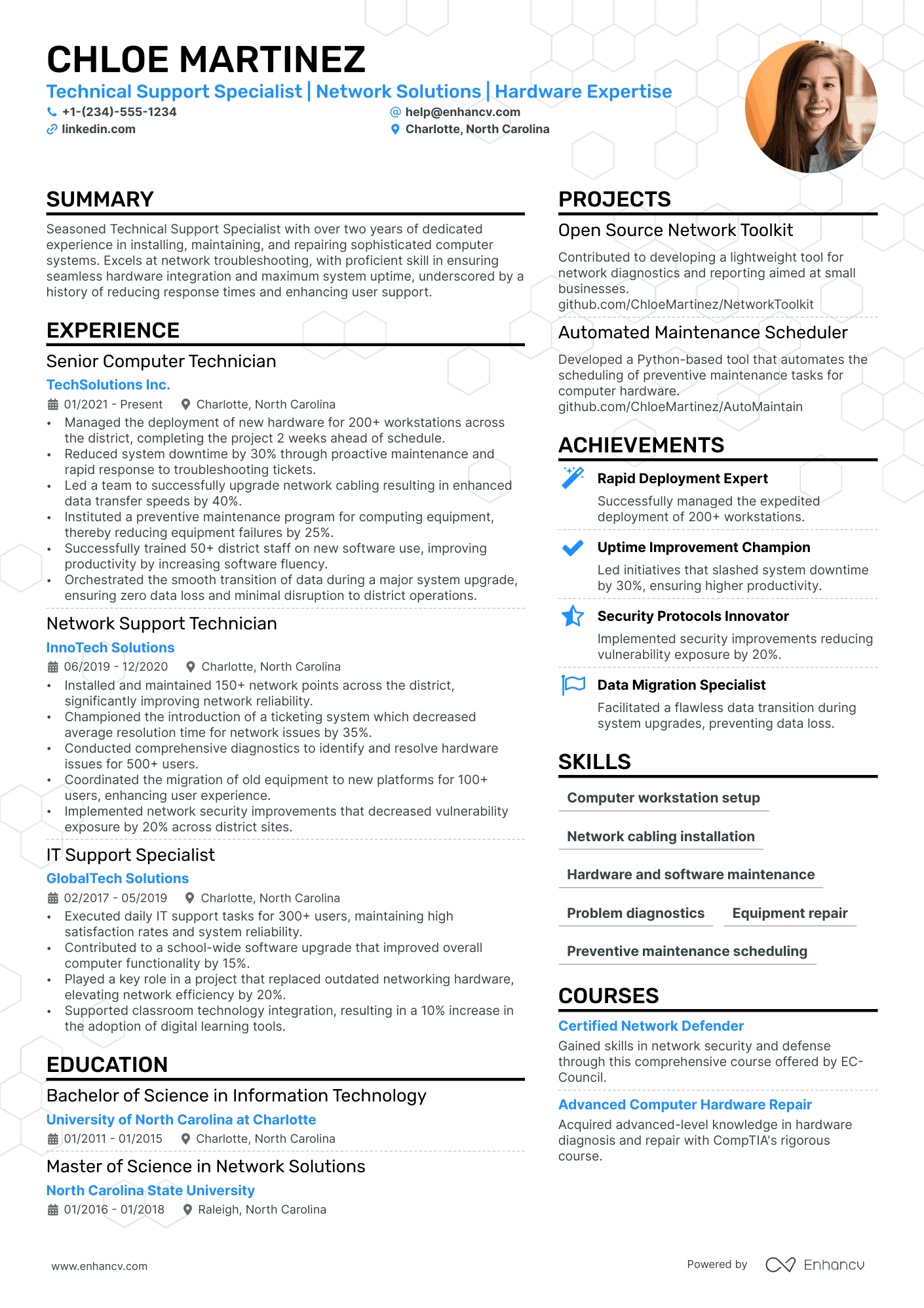 Computer Technician resume example