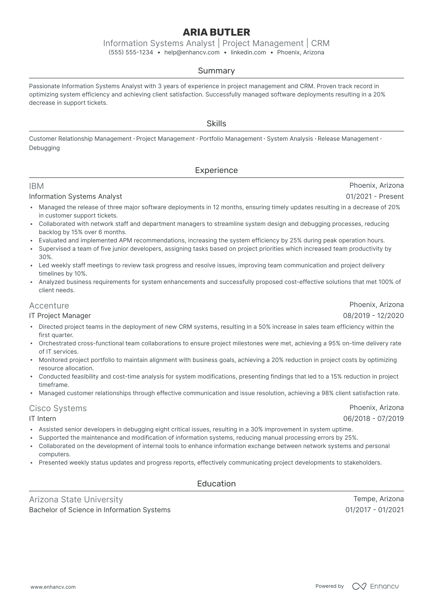 Customer Service Relationship Manager resume example