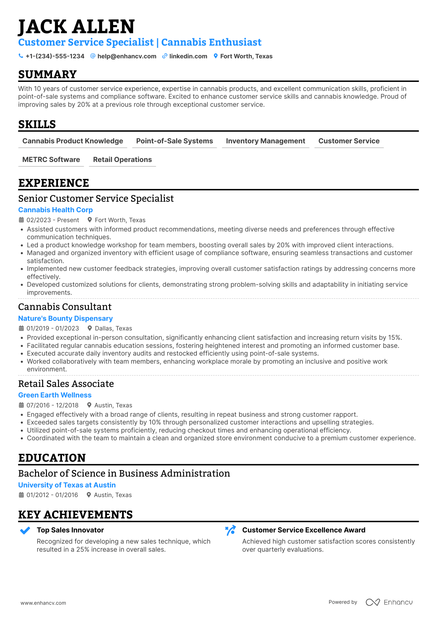 Budtender resume example