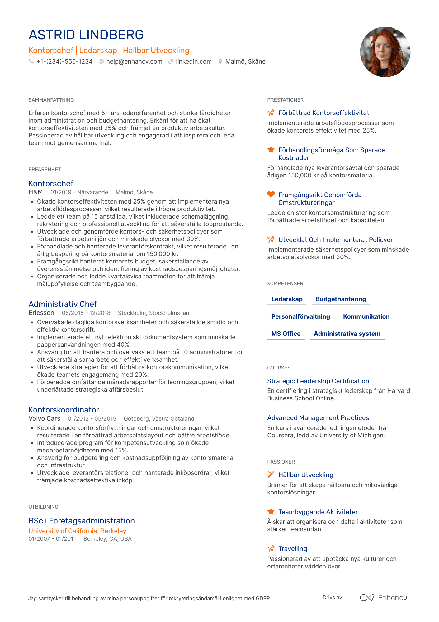 Kontorschef CV