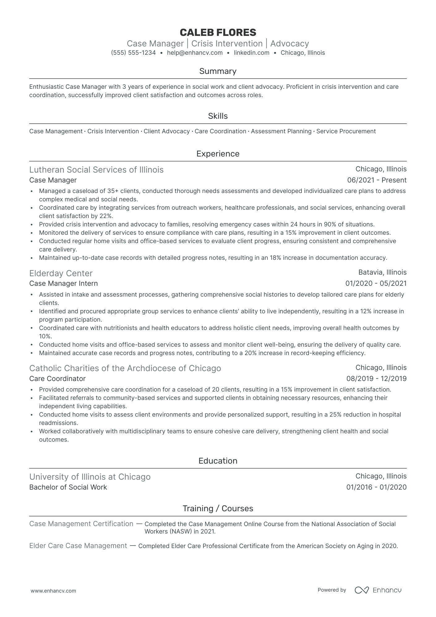 Case Manager resume example