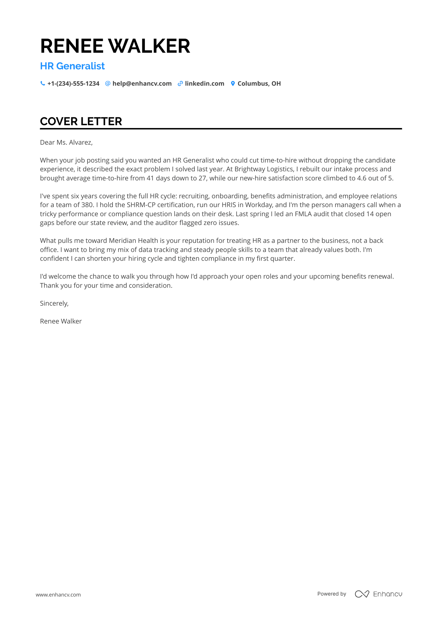 HR cover letter