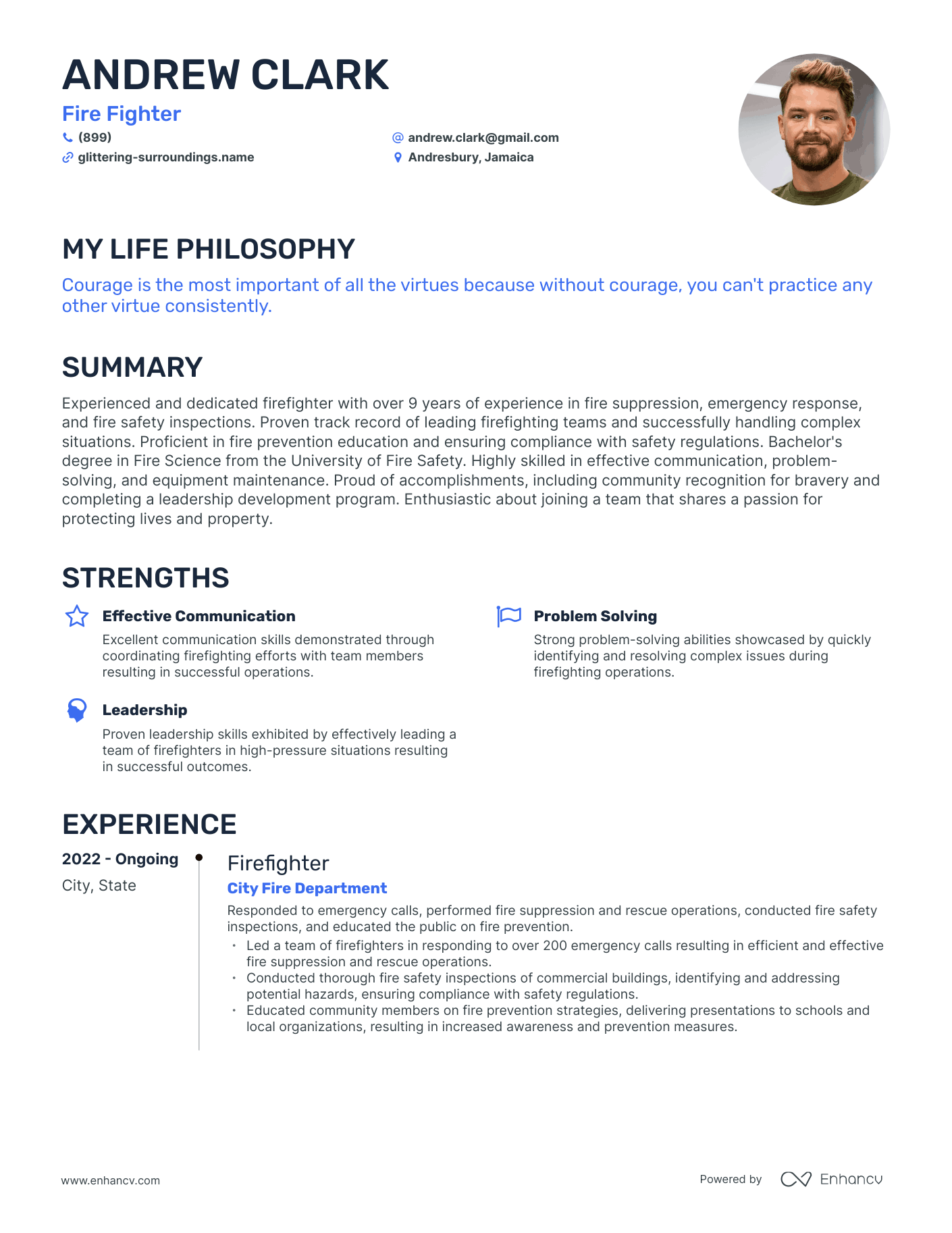 Creative Fire Fighter Resume Example