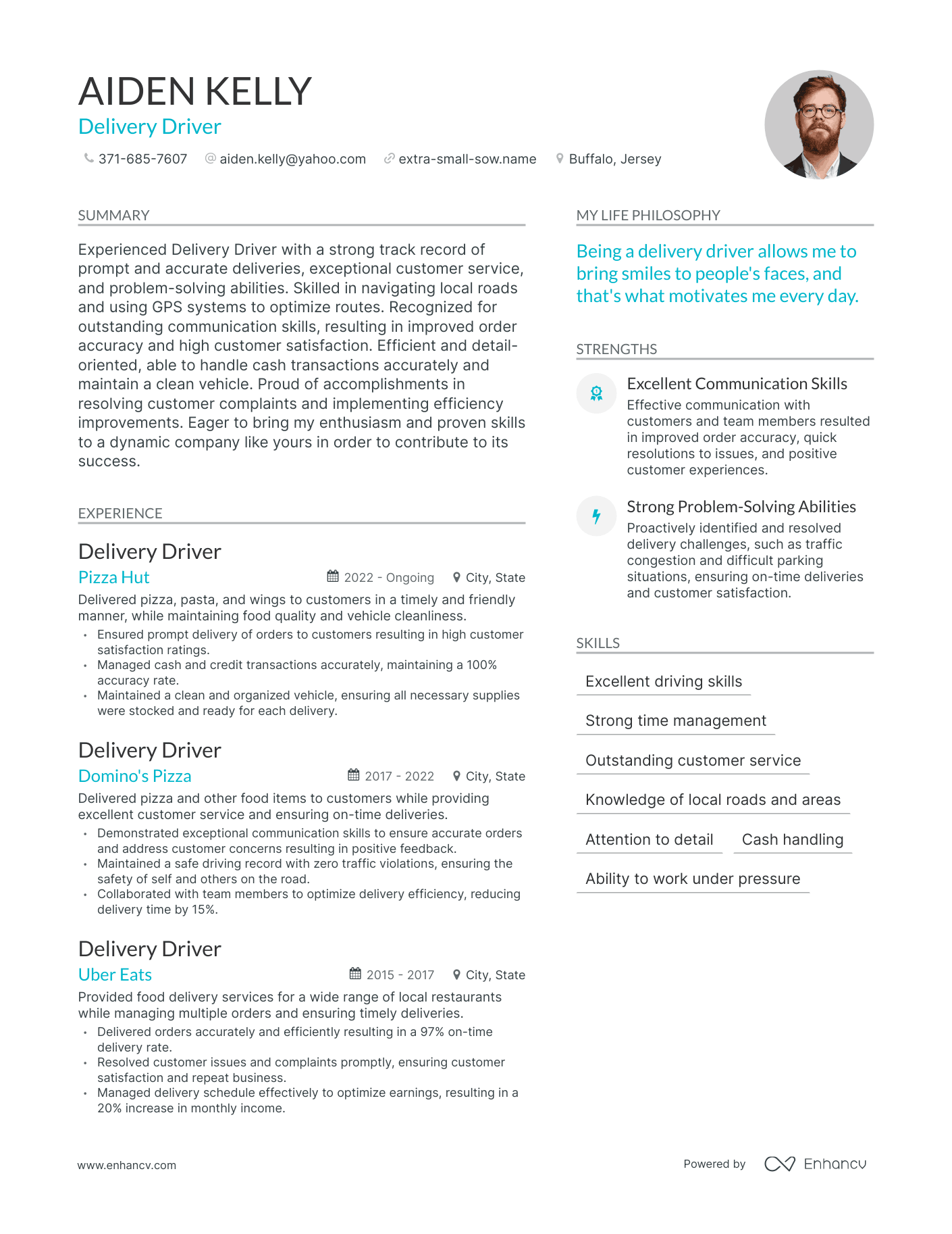 Delivery Driver resume example