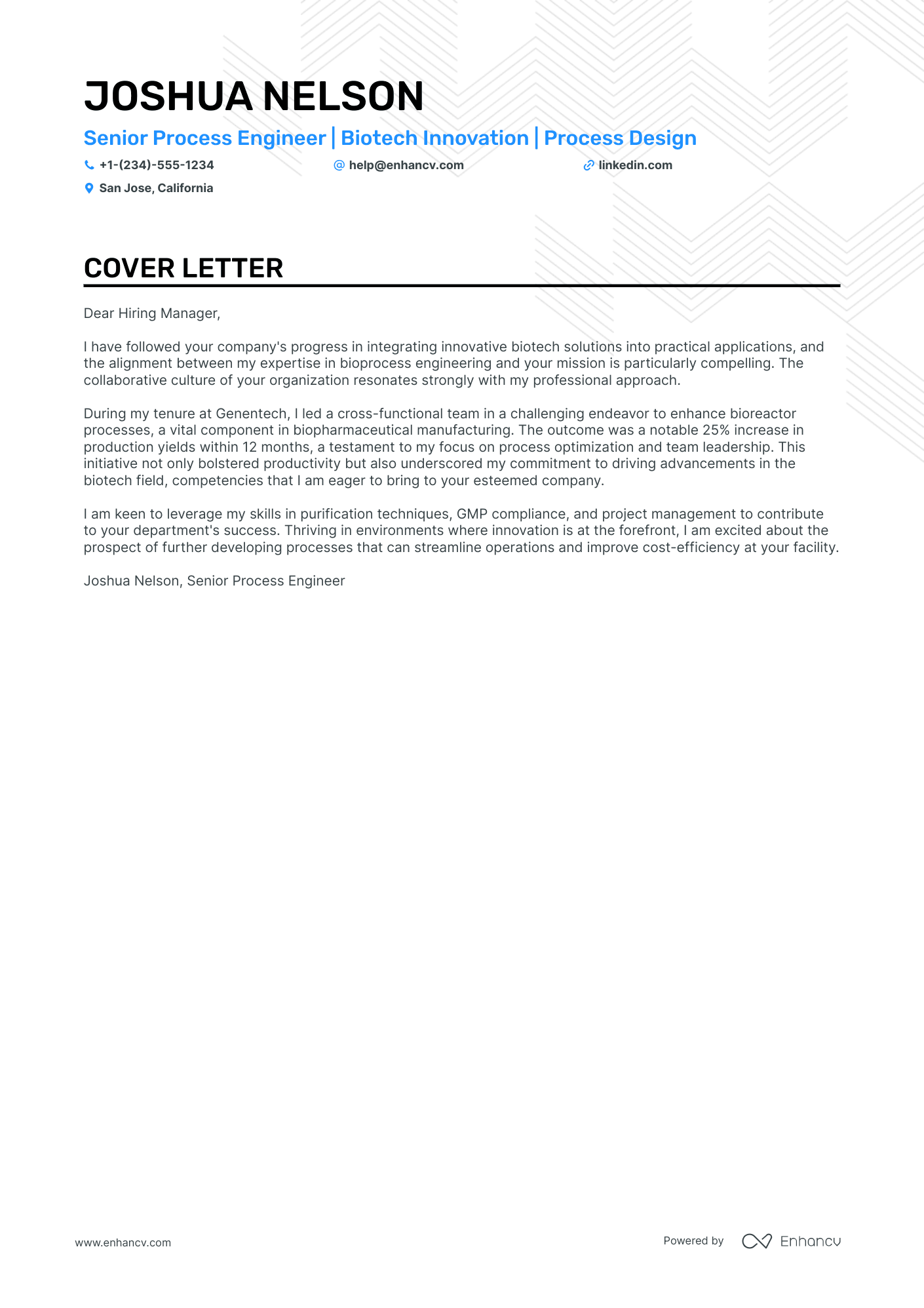 Process Engineer cover letter