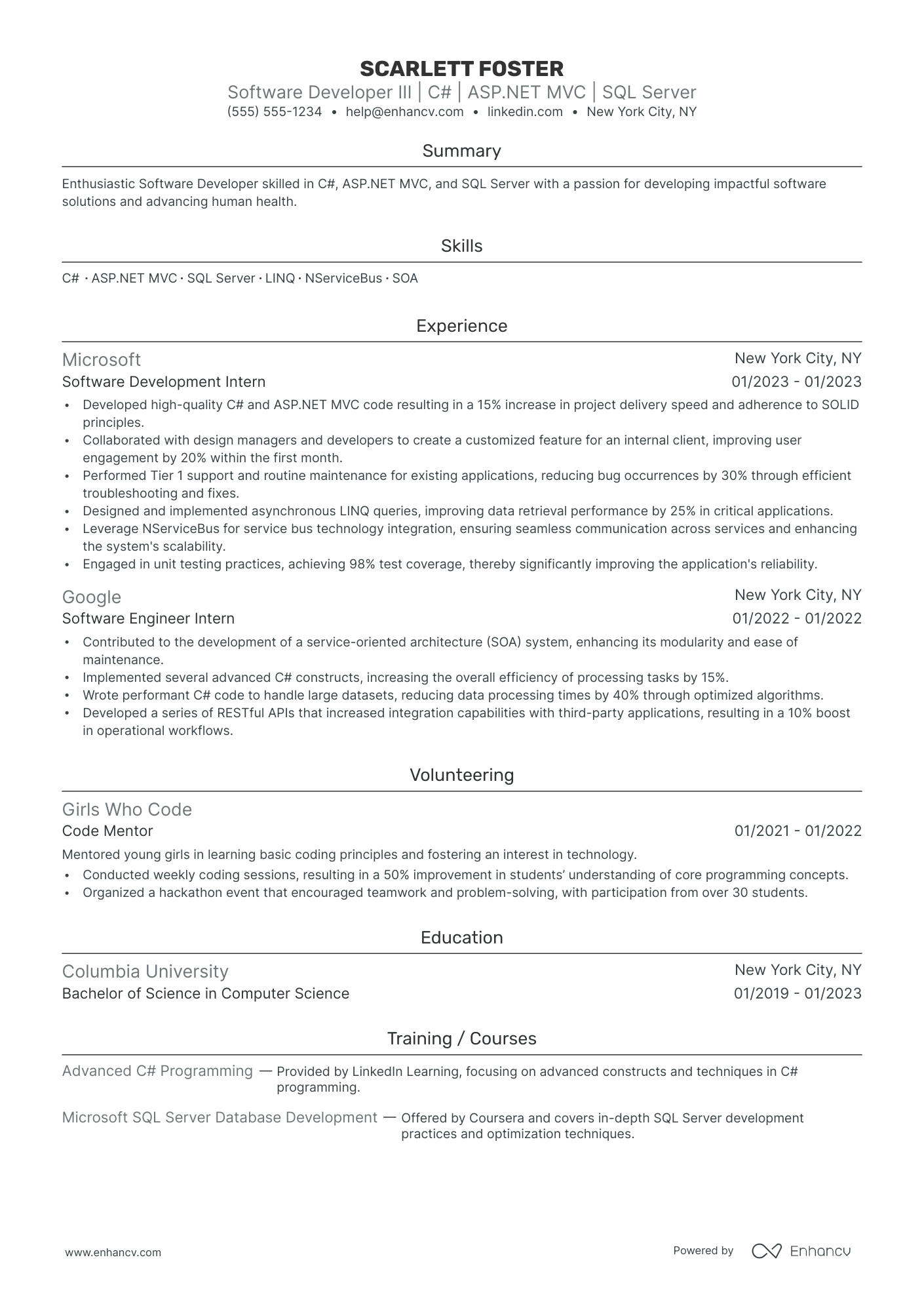 Entry-Level Software Developer resume example