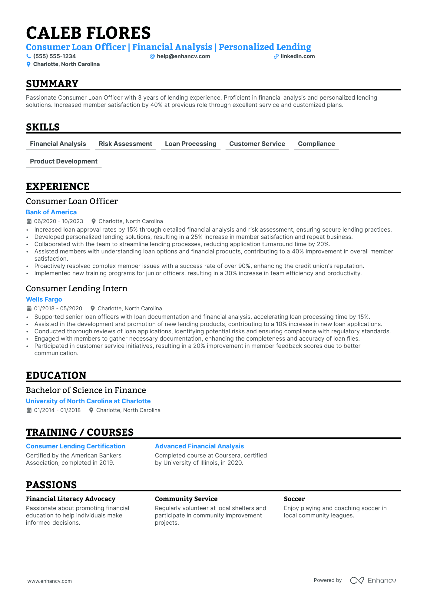 Consumer Loan Officer resume example