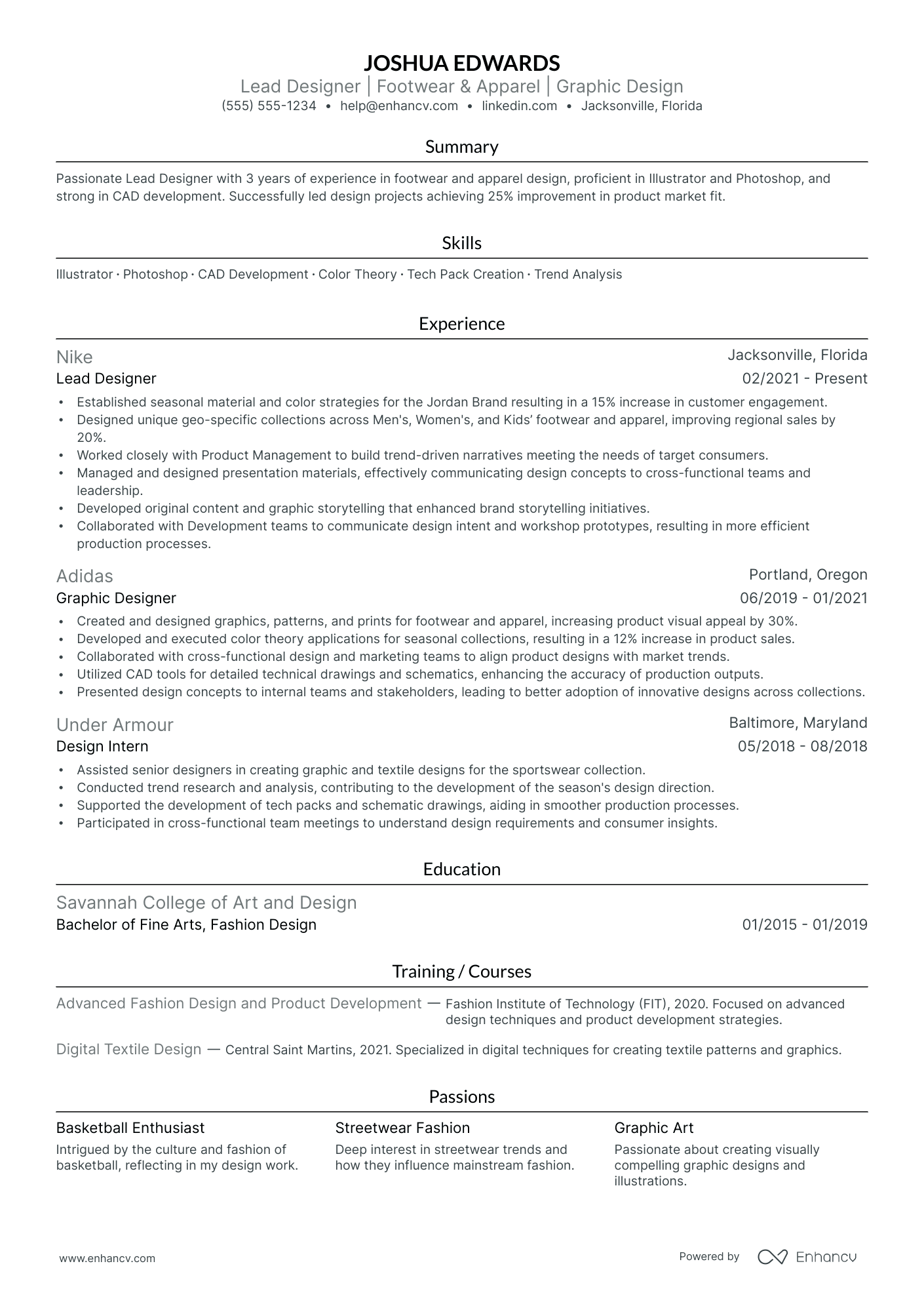 Lead Fashion Designer Resume Example Resume Example