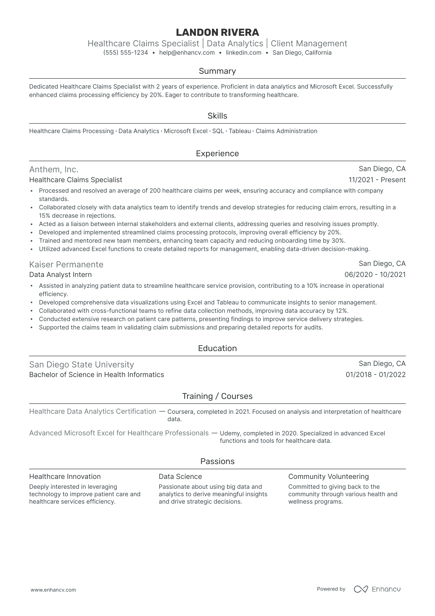 Senior Claim Adjuster resume example