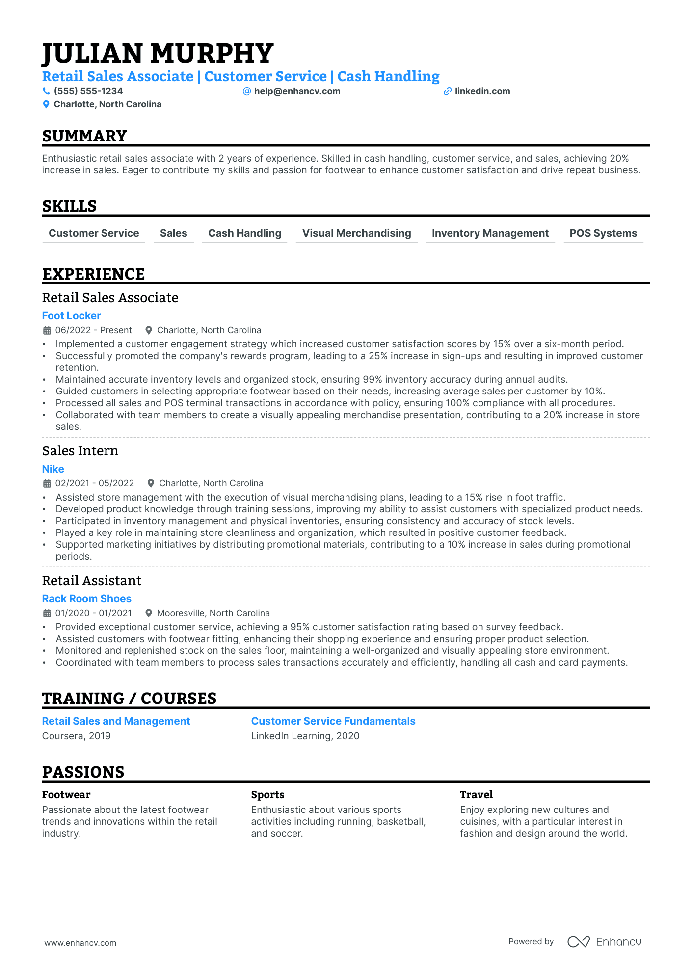 Retail Sales Associate resume example