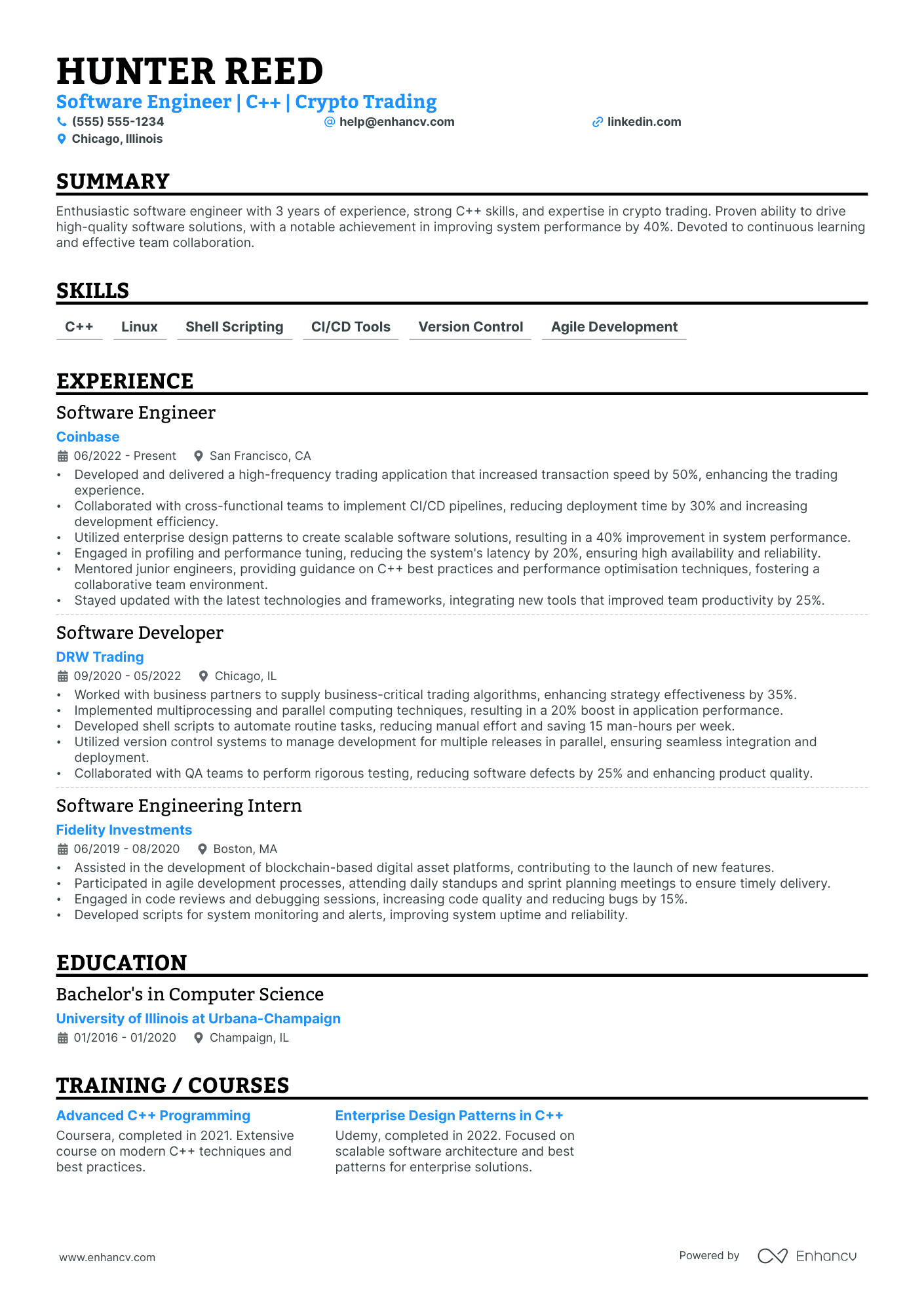 C++ Software Developer Resume Example Resume Example