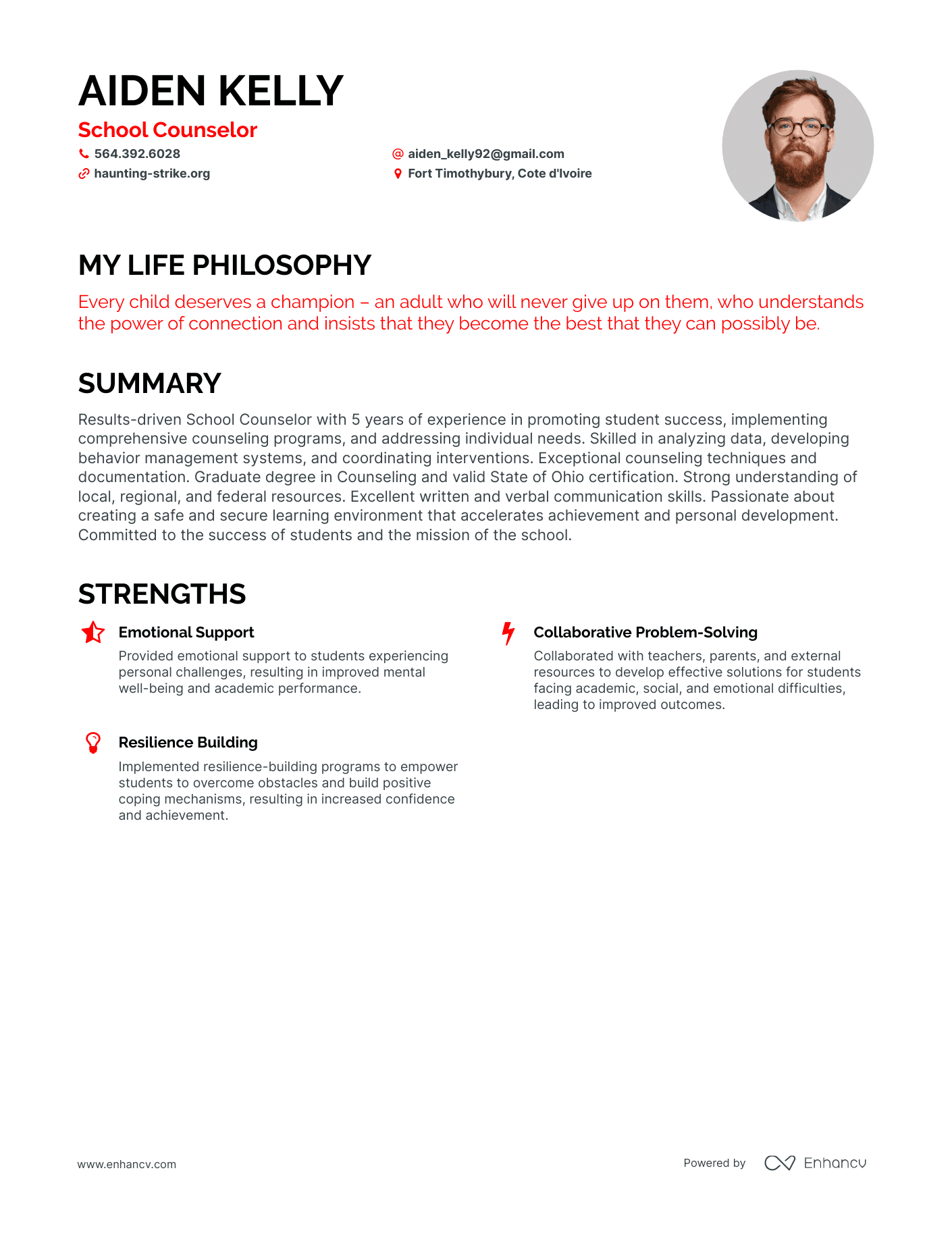 Creative School Counselor Resume Example