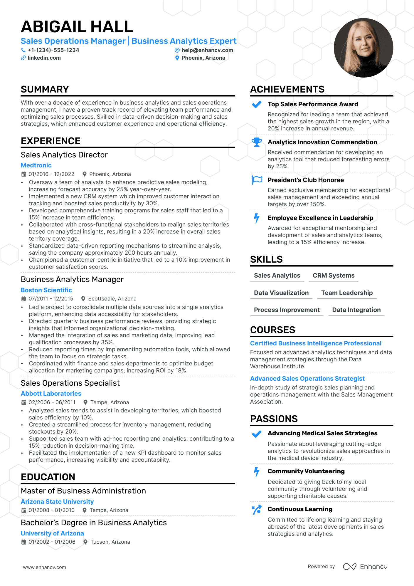 Sales Operations Manager resume example