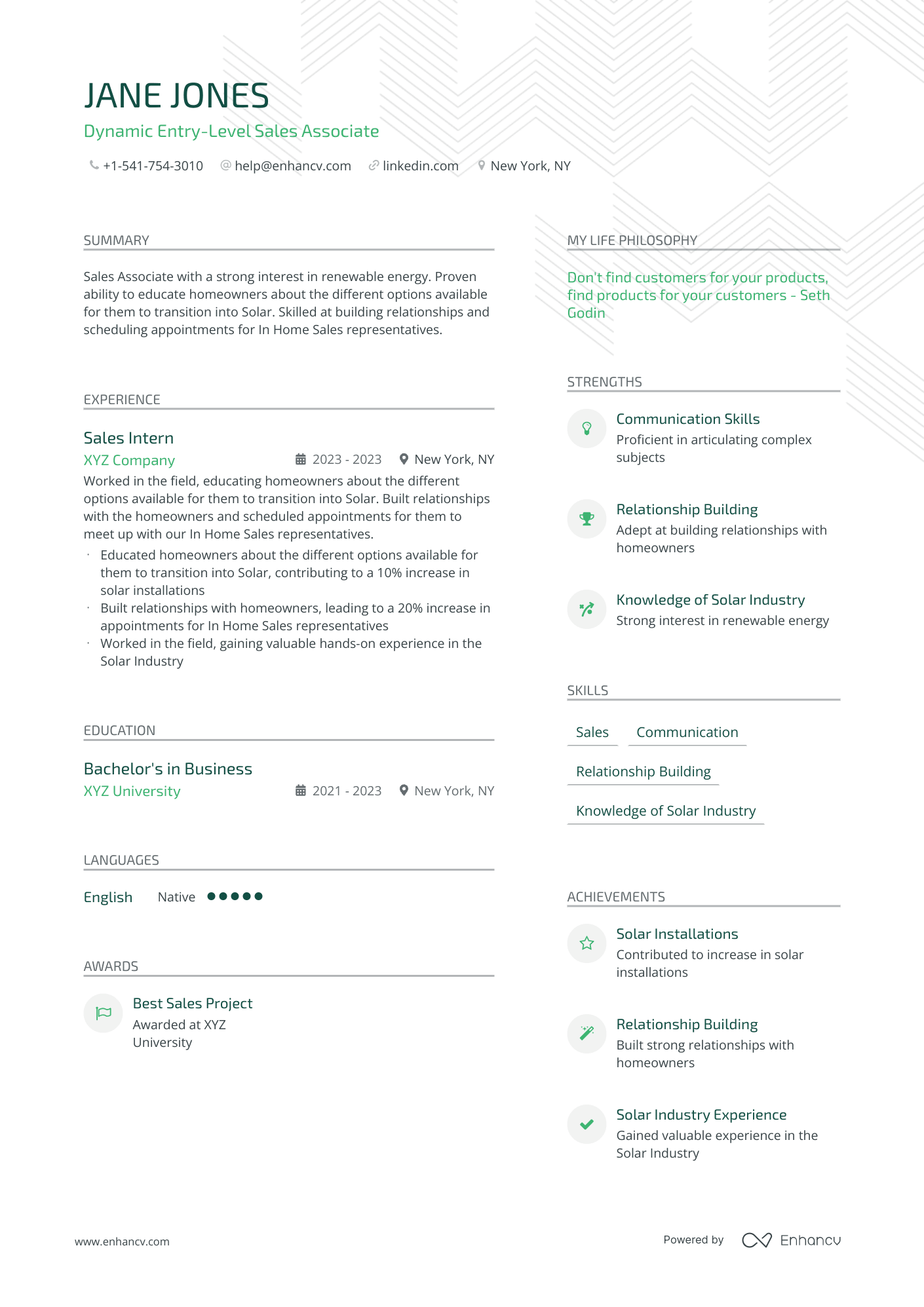 entry level sales resume example