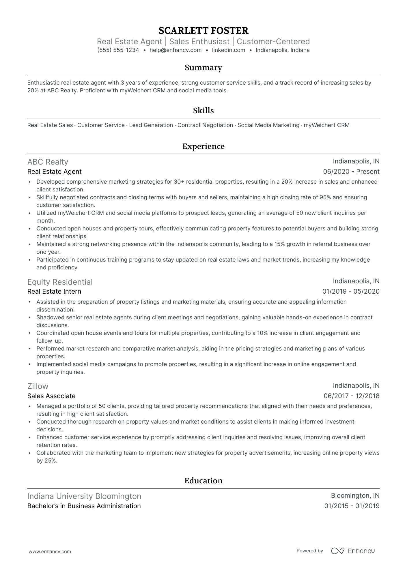 Real Estate Rental Agent resume example