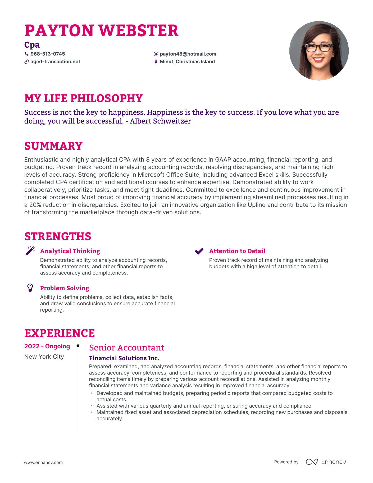 Creative Cpa Resume Example