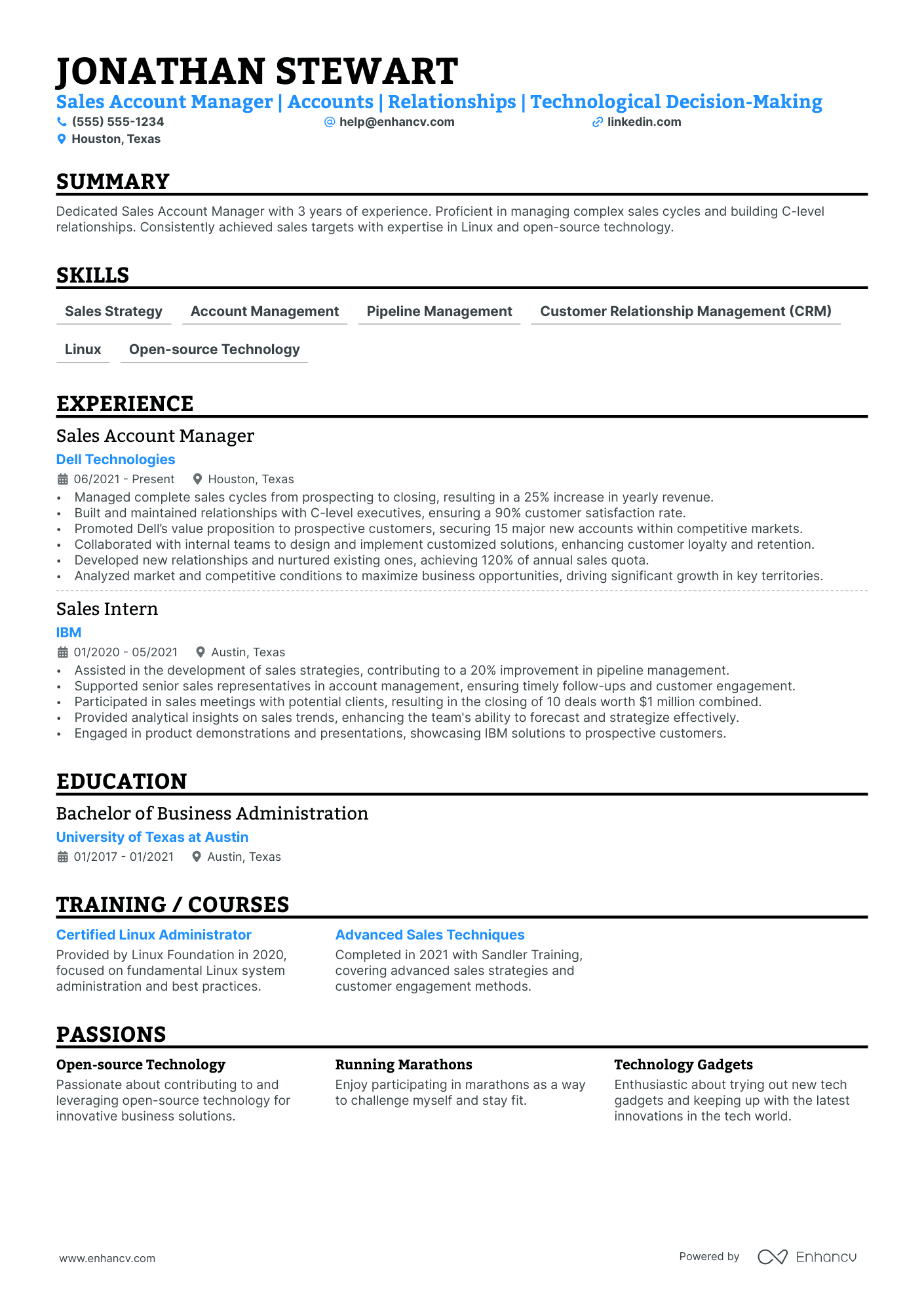 Sales Account Manager resume example