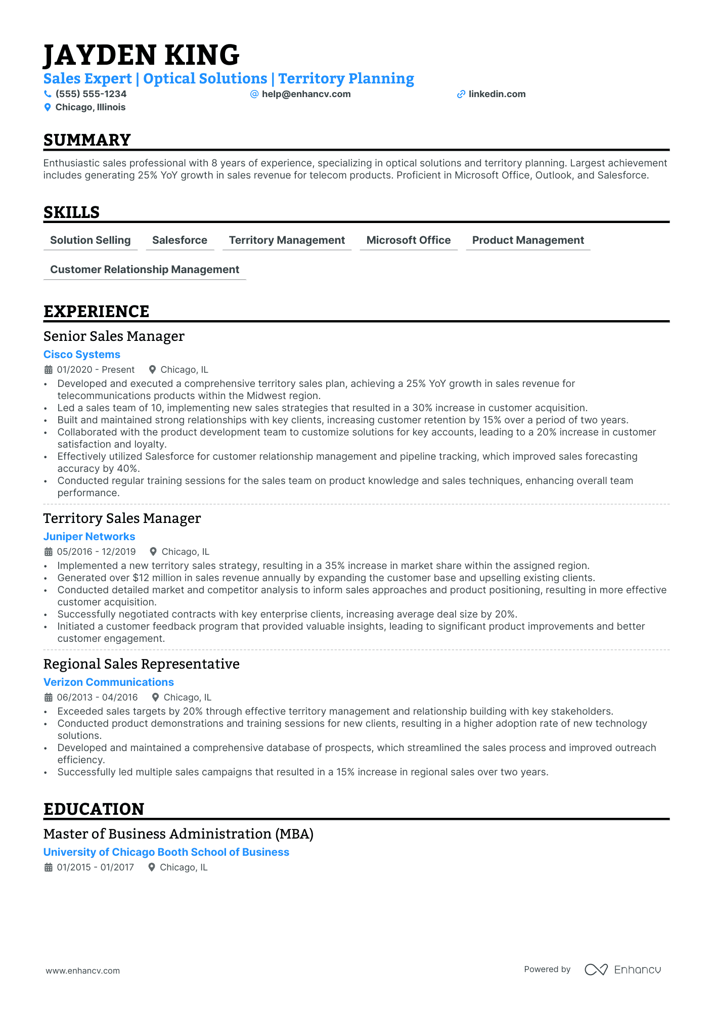 Junior Sales Engineer resume example