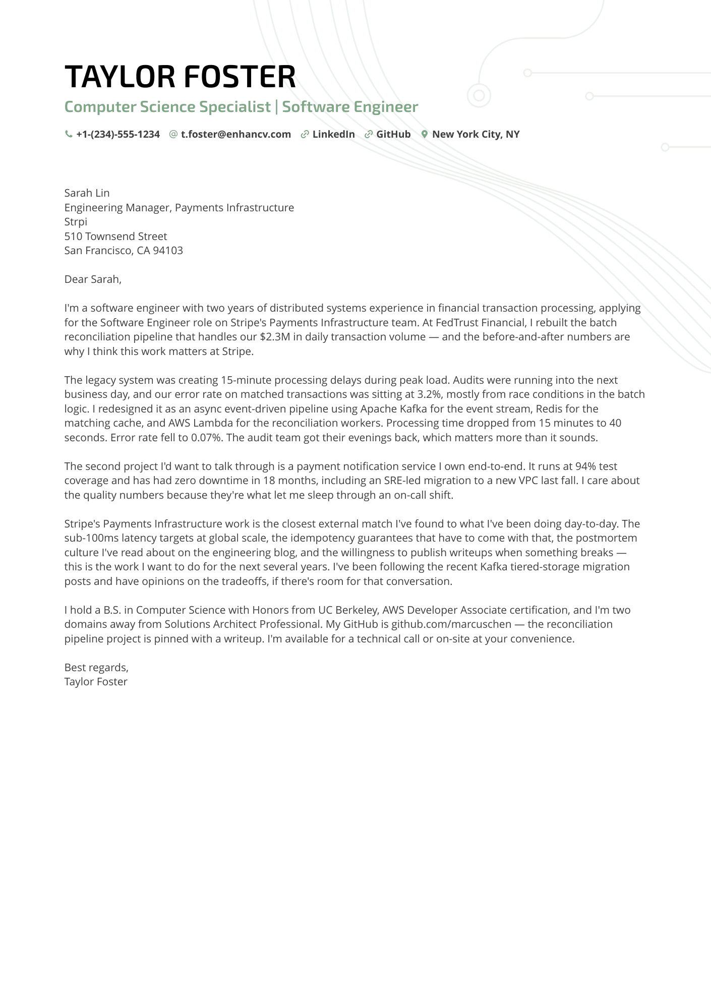 Computer Science cover letter