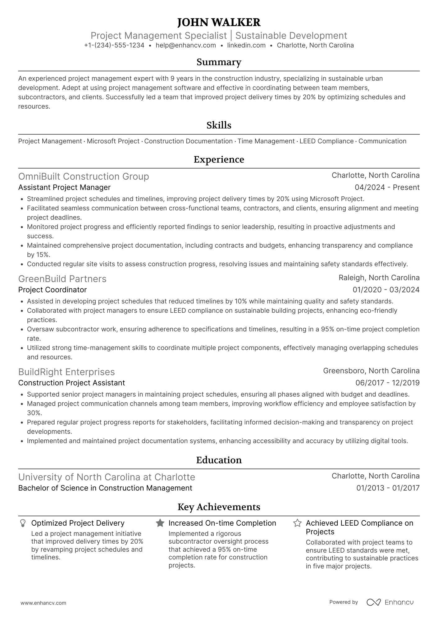 Assistant Project Manager resume example