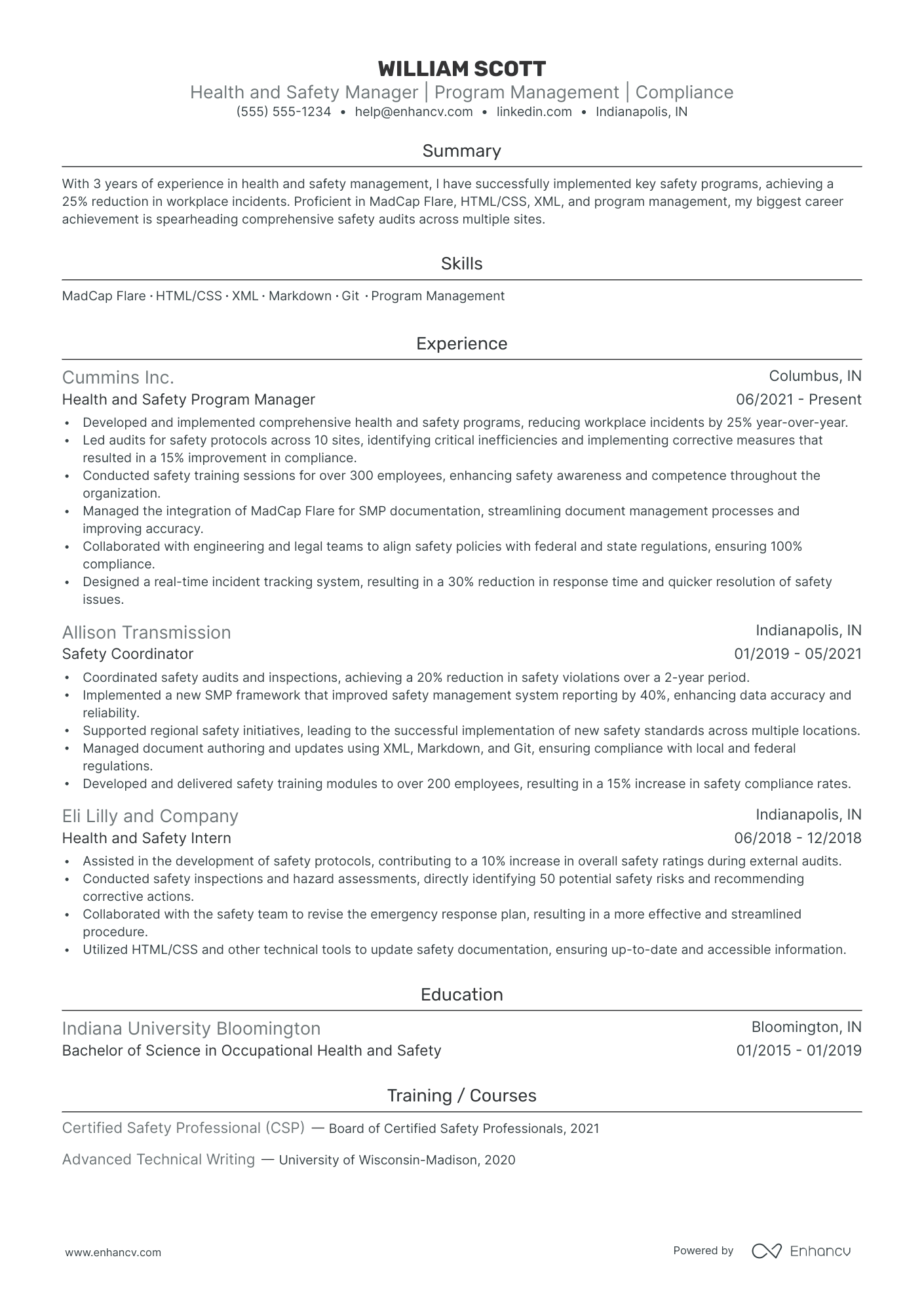 AWS Infrastructure Project Manager resume example