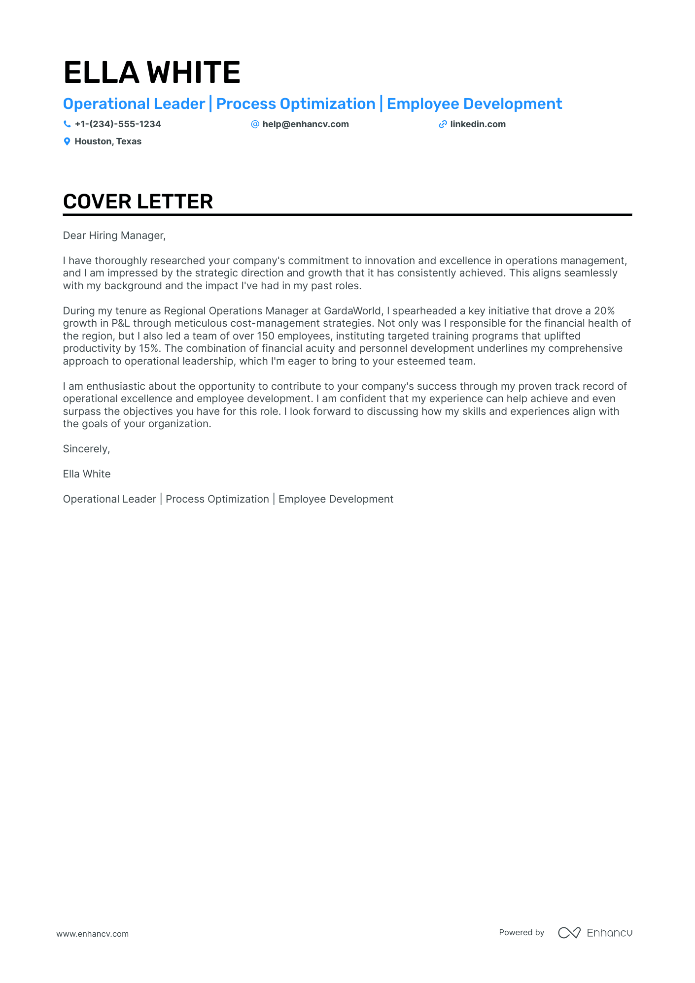 Branch Manager cover letter