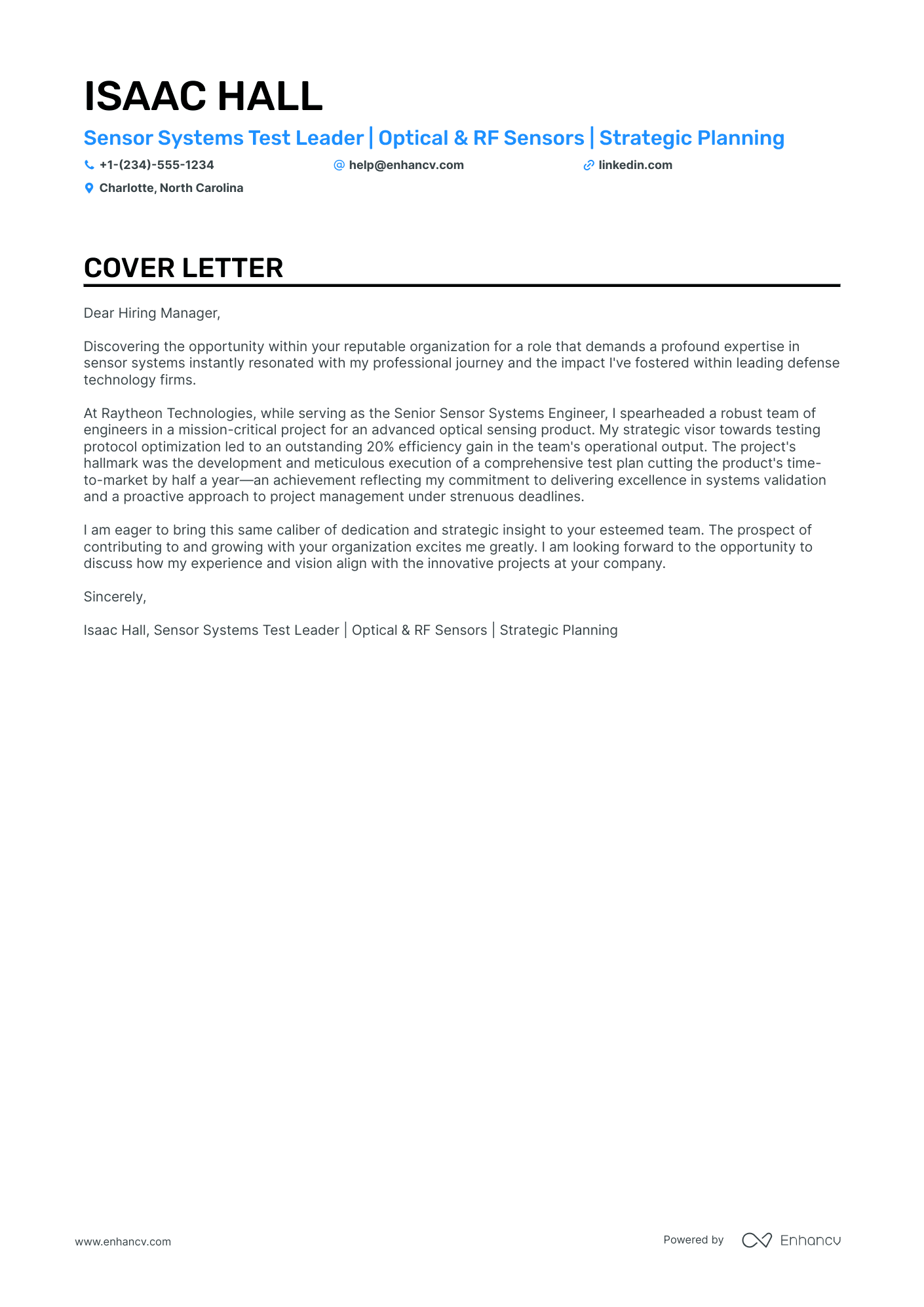 Test Manager cover letter