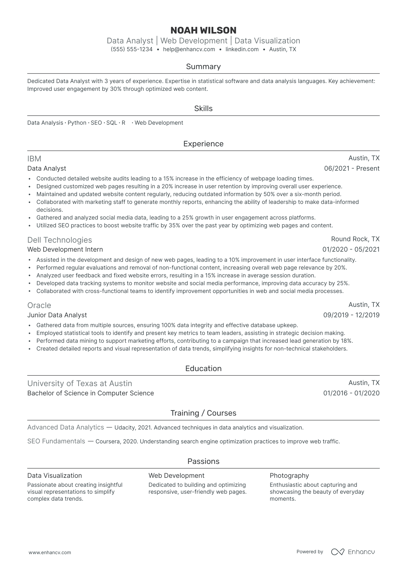 Python Web Developer resume example