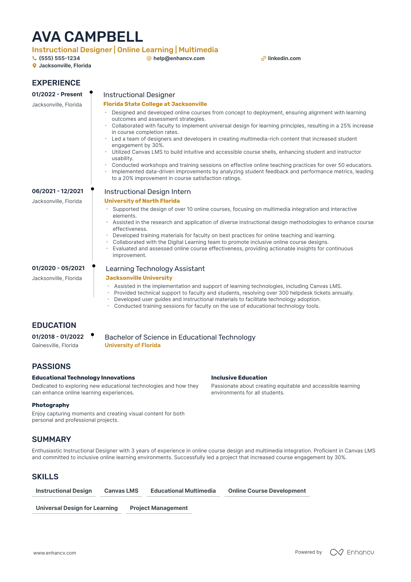 Senior Instructional Designer resume example