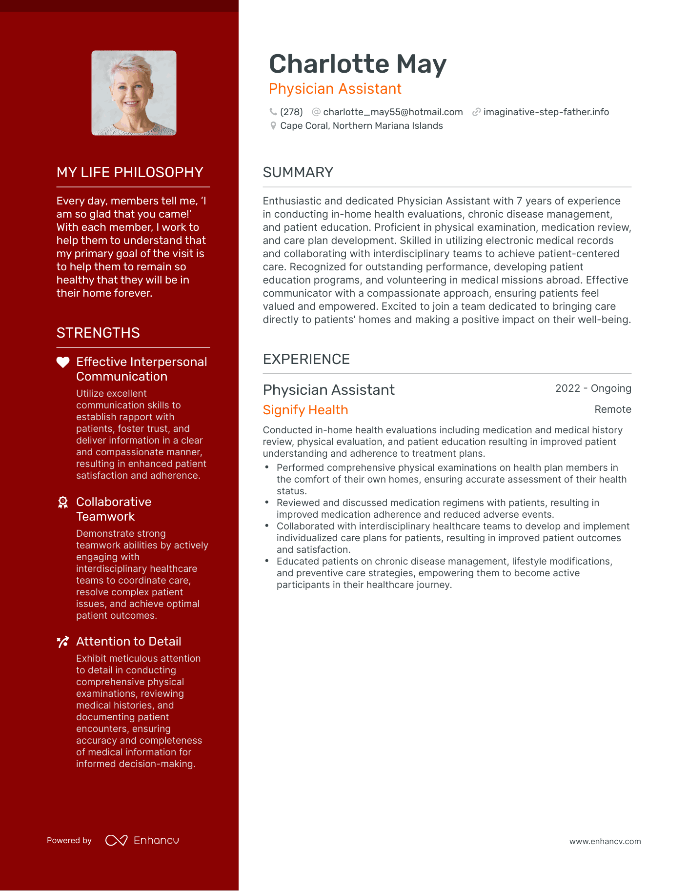 Physician Assistant resume example