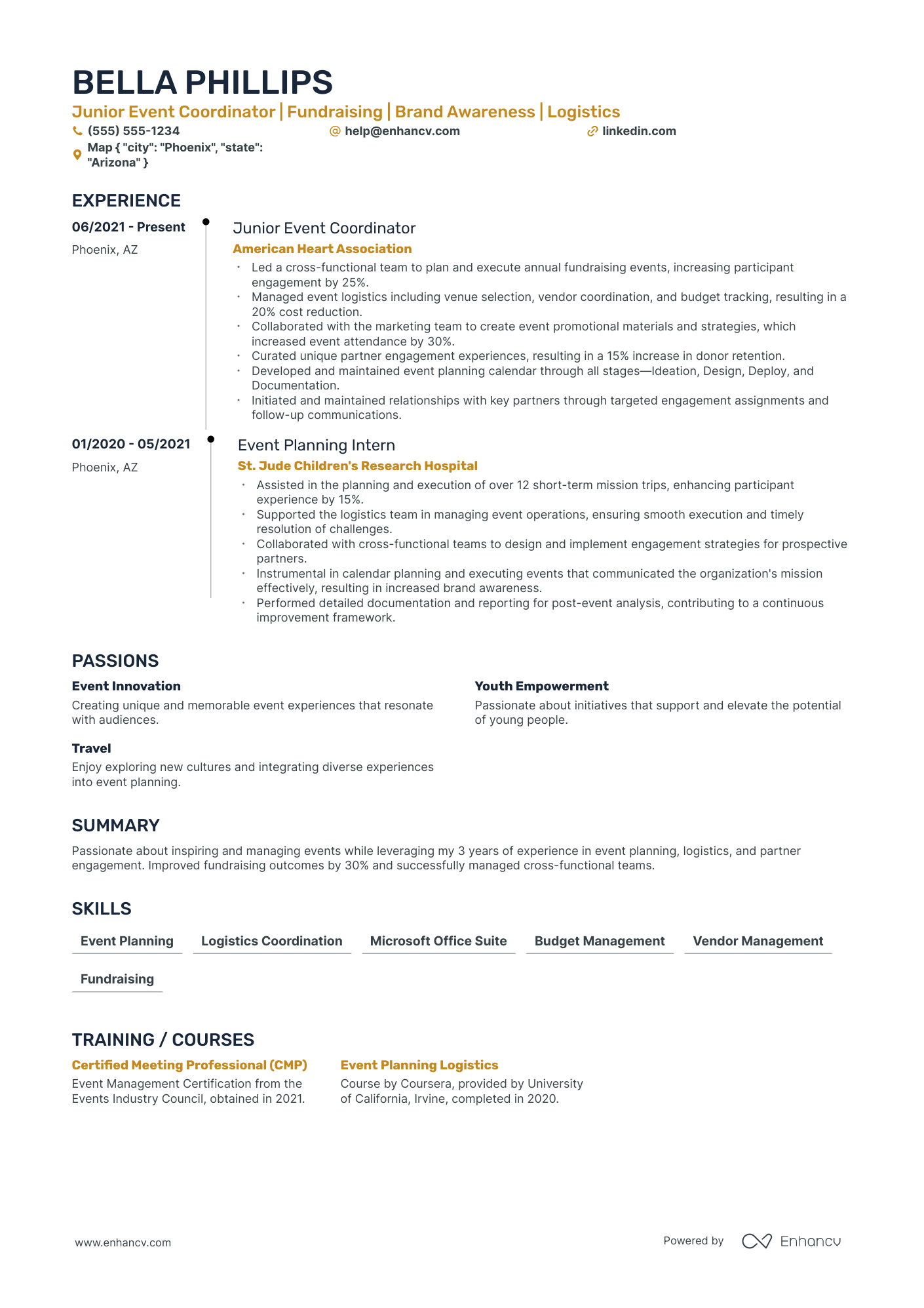 Lead Event Planner resume example