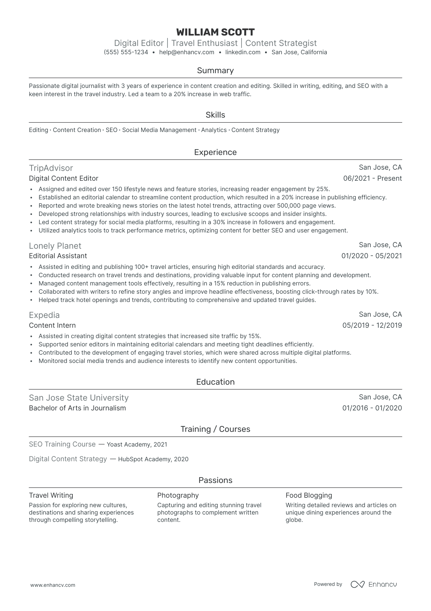 Travel Journalist Resume Example Resume Example