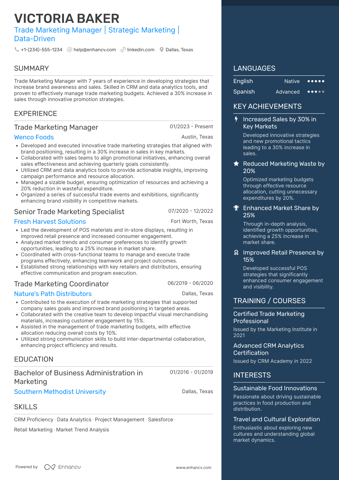 Trade Marketing Manager resume example