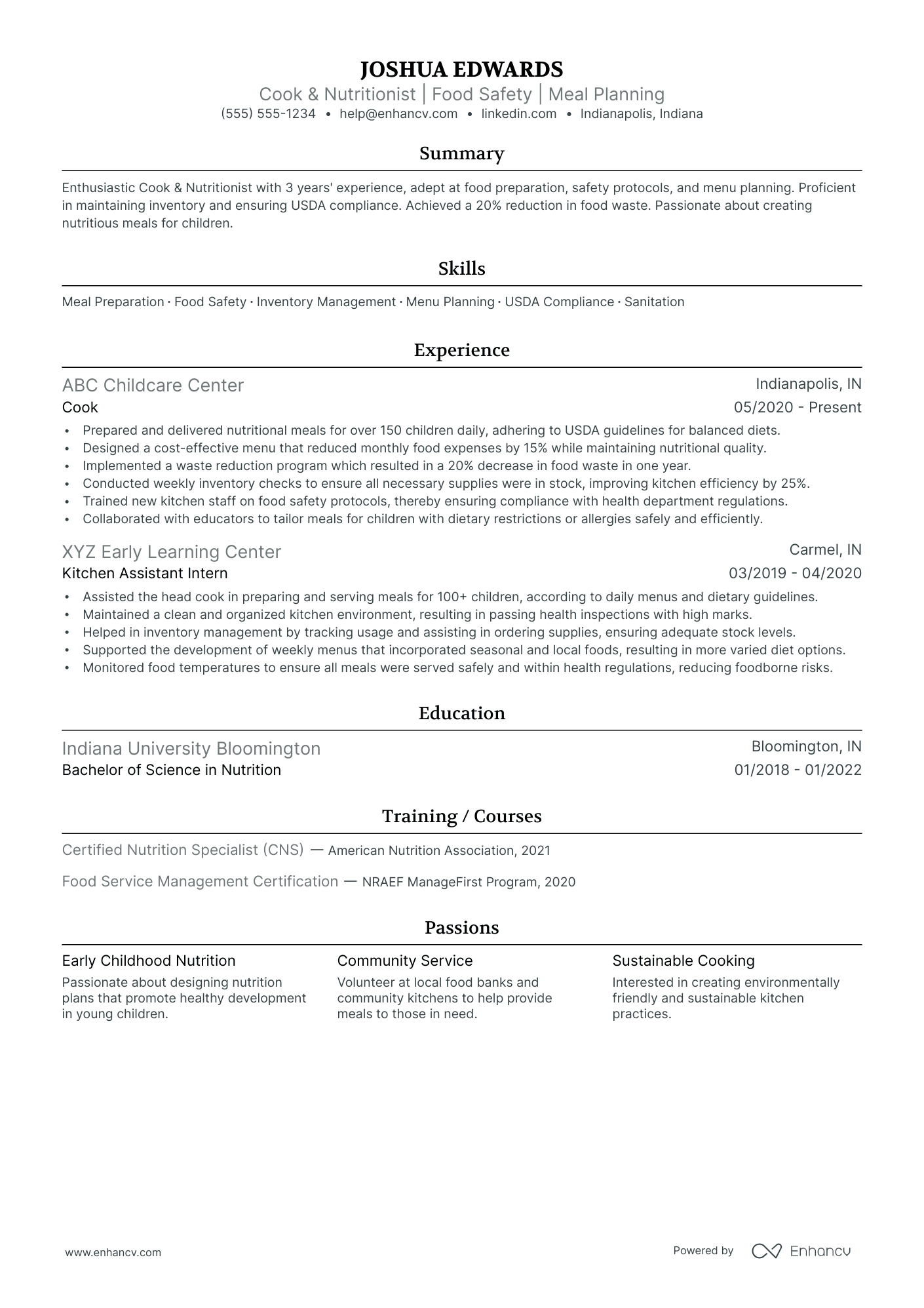 Daycare Nutritionist Resume Example Resume Example