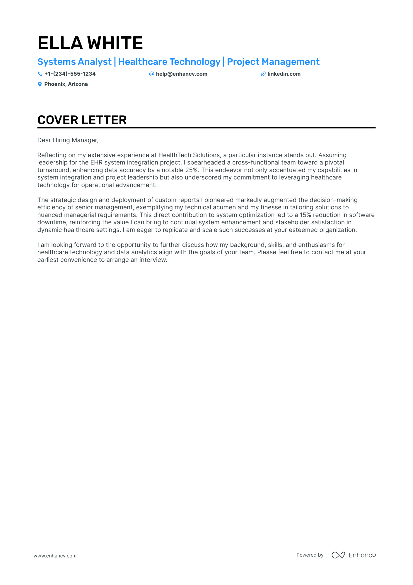 System Analyst cover letter