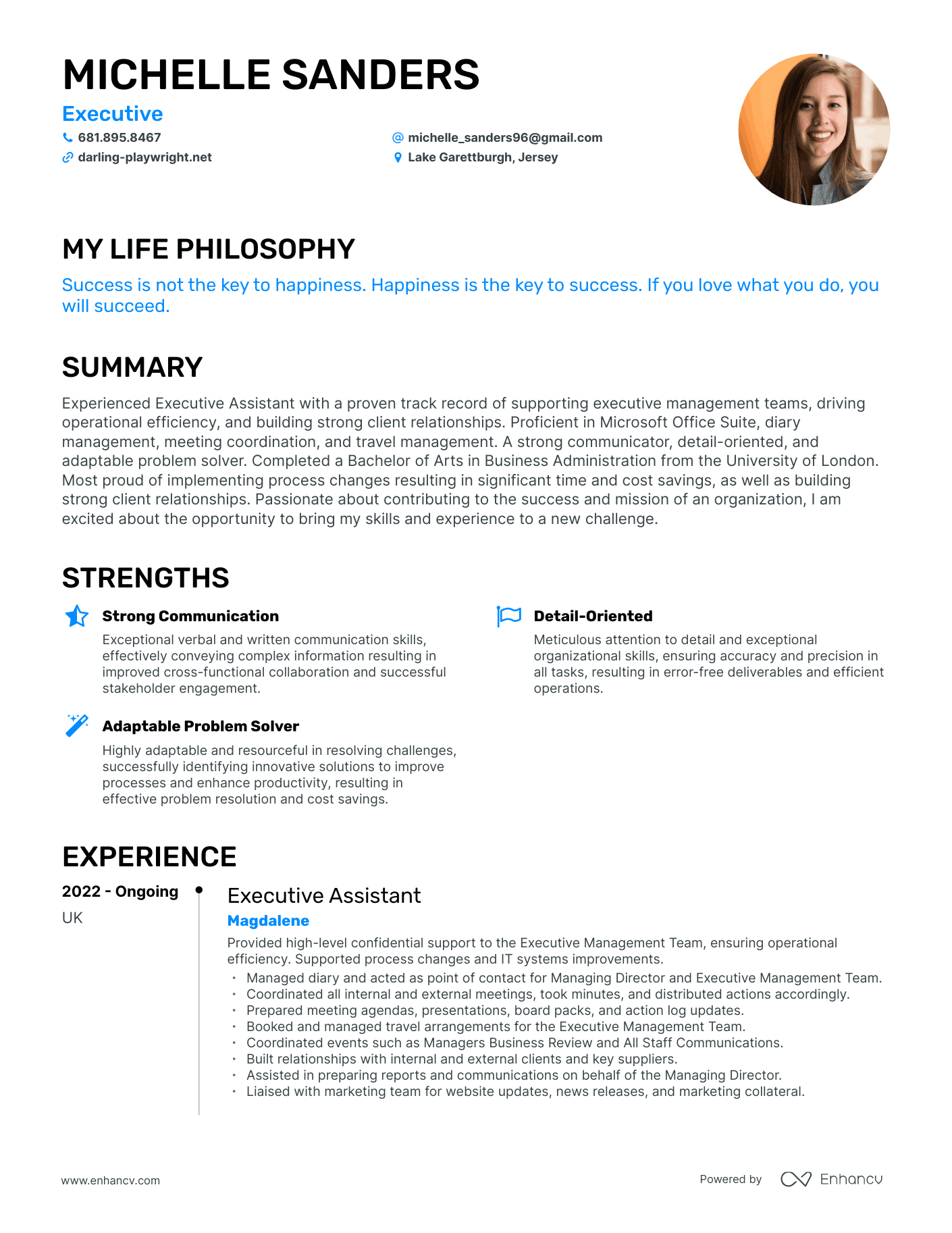 creative executive resume