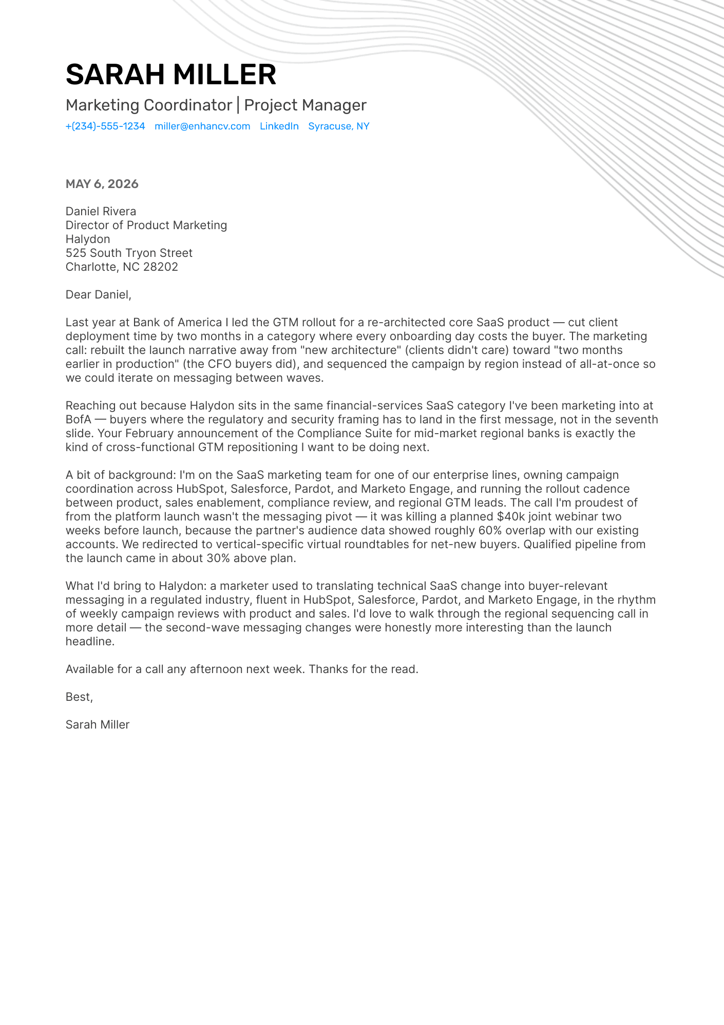Marketing cover letter