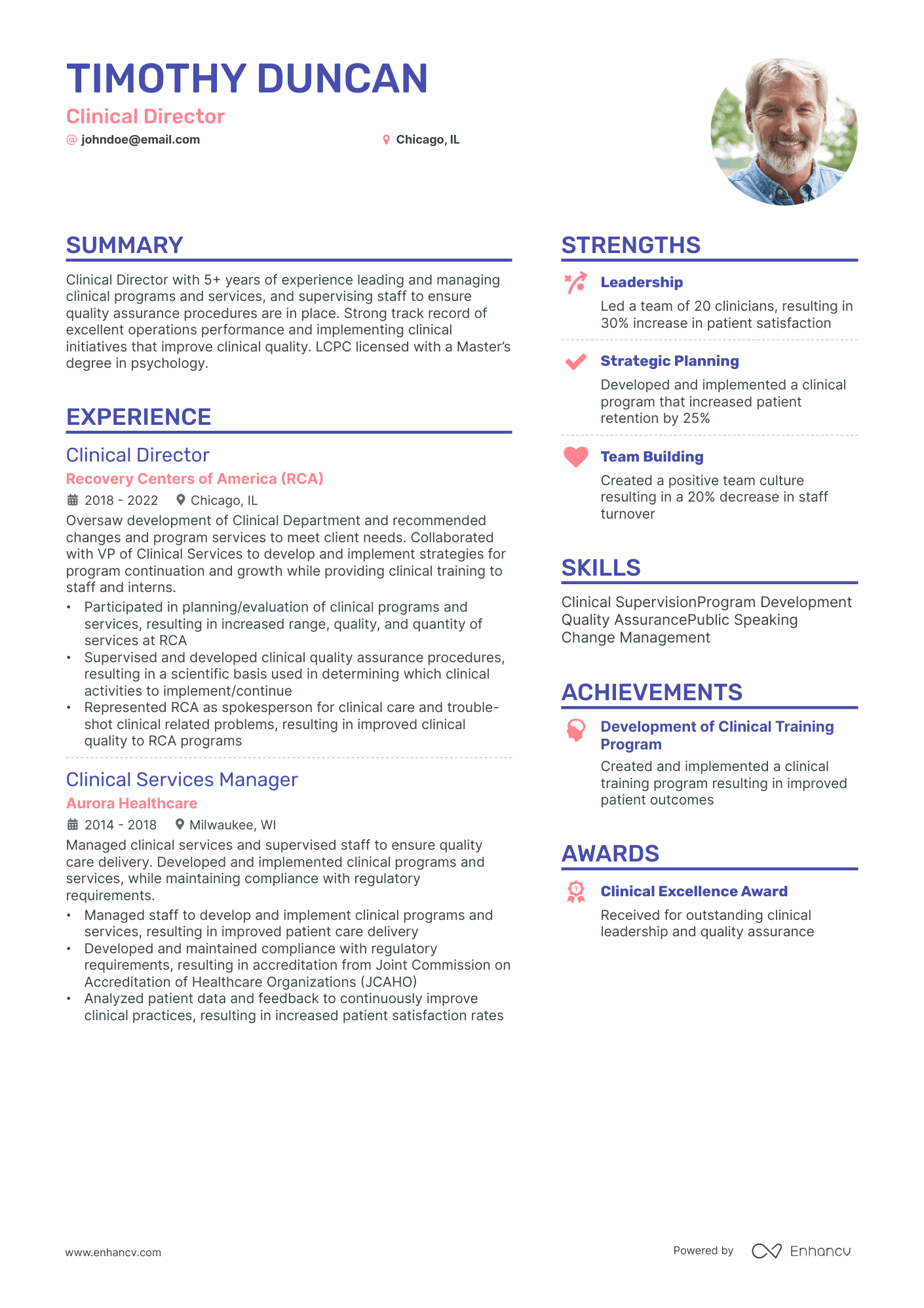 Clinical Director resume example