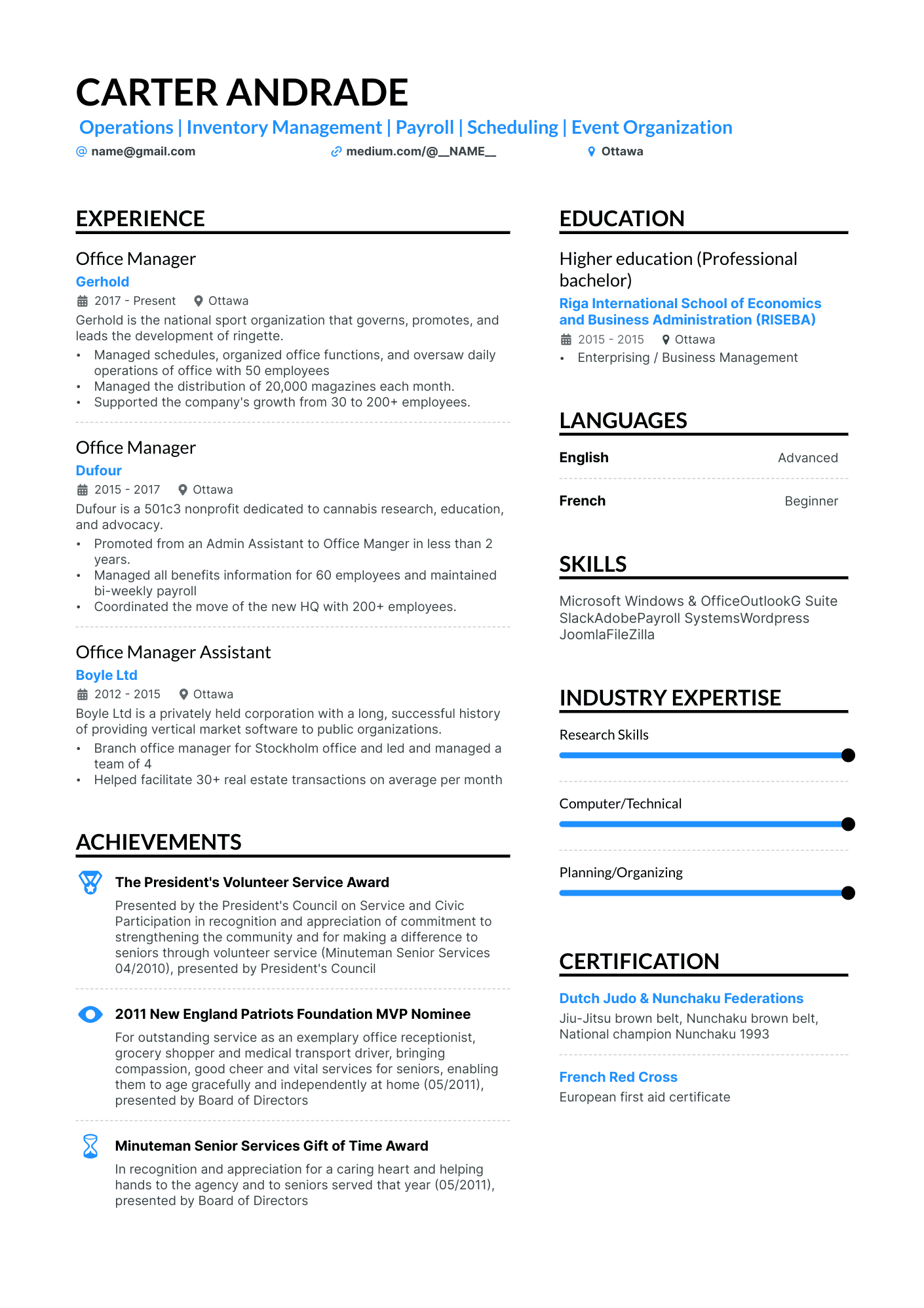 Office Manager resume example