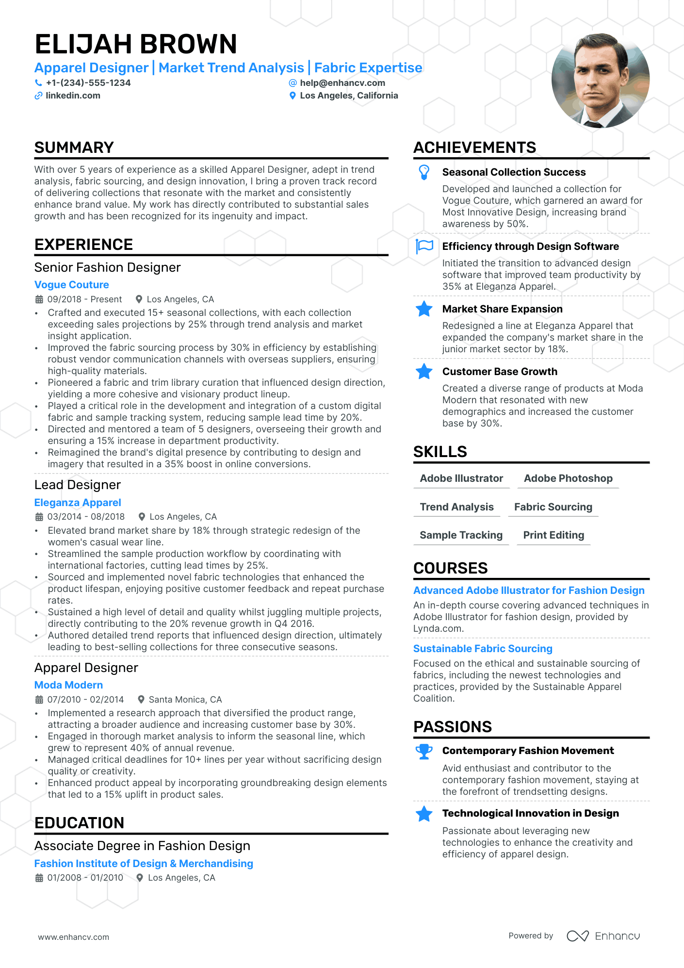 Apparel Designer resume example