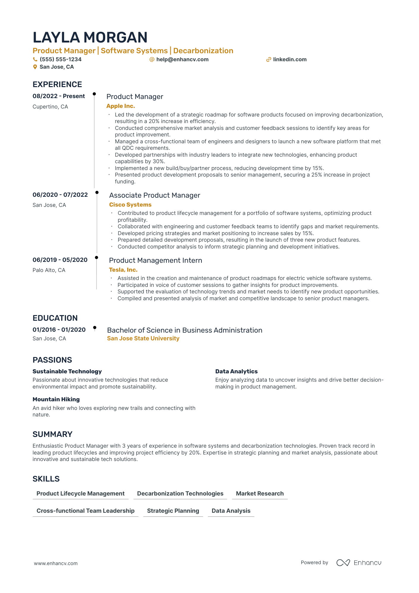 Software Product Manager resume example