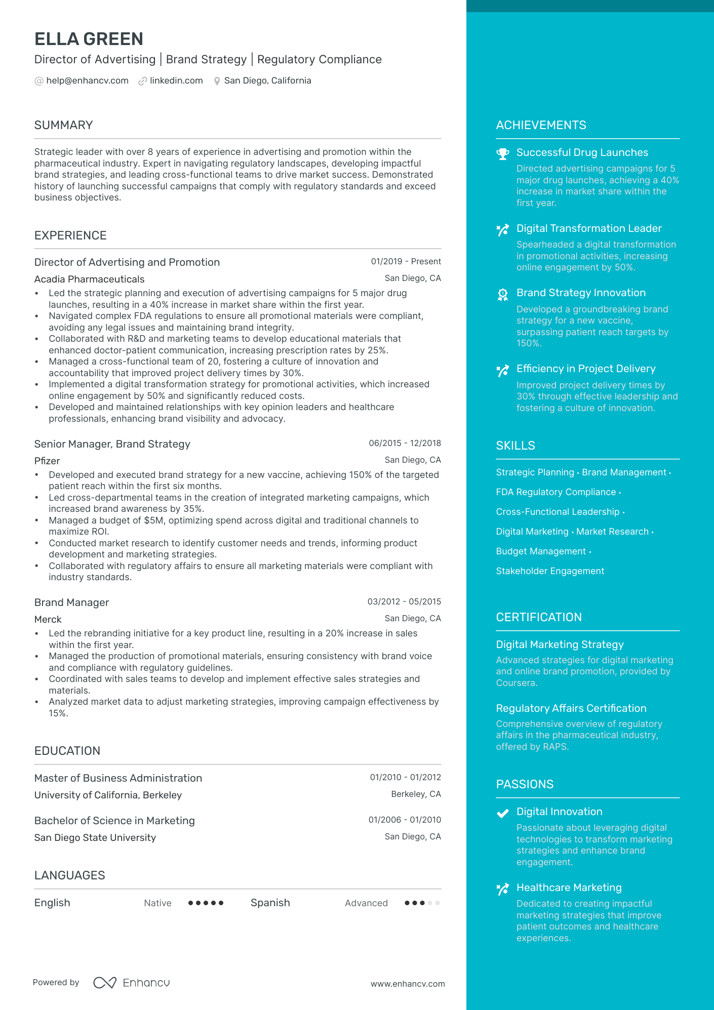 Advertising resume example