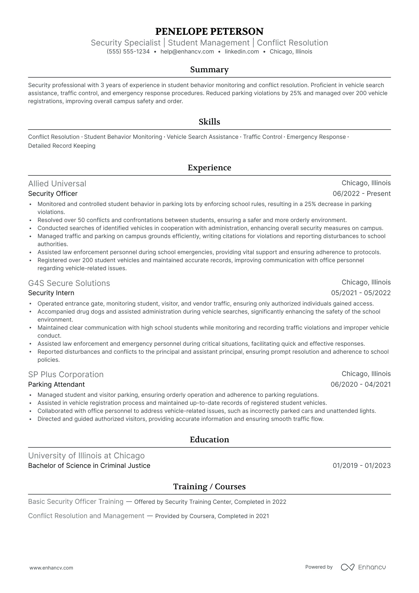 School Security Guard Resume Example Resume Example