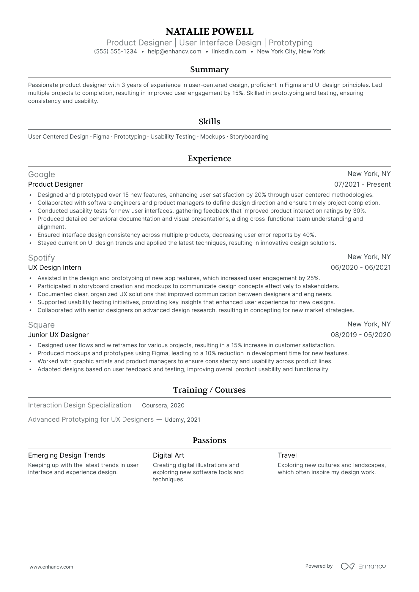 Senior Product Designer resume example