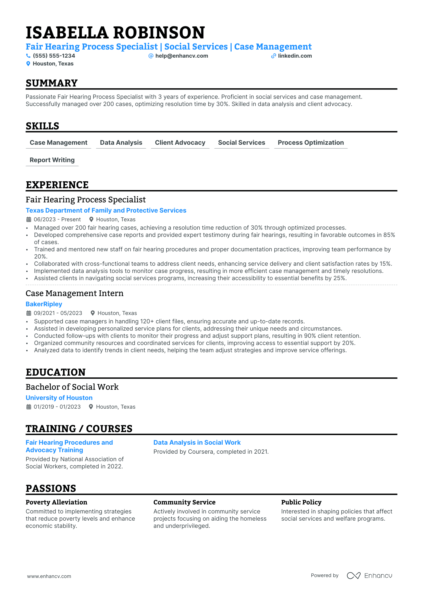 Human Resources Specialist resume example