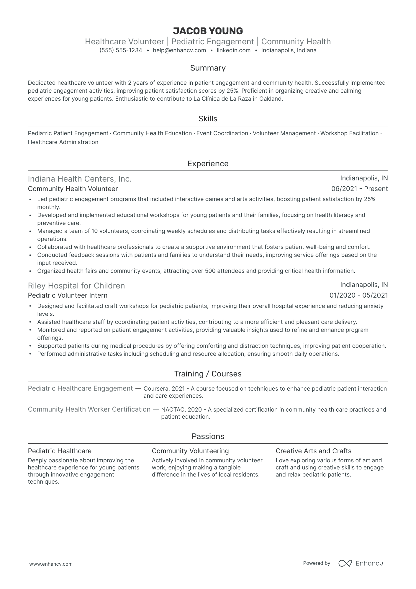 Hospital Volunteer resume example