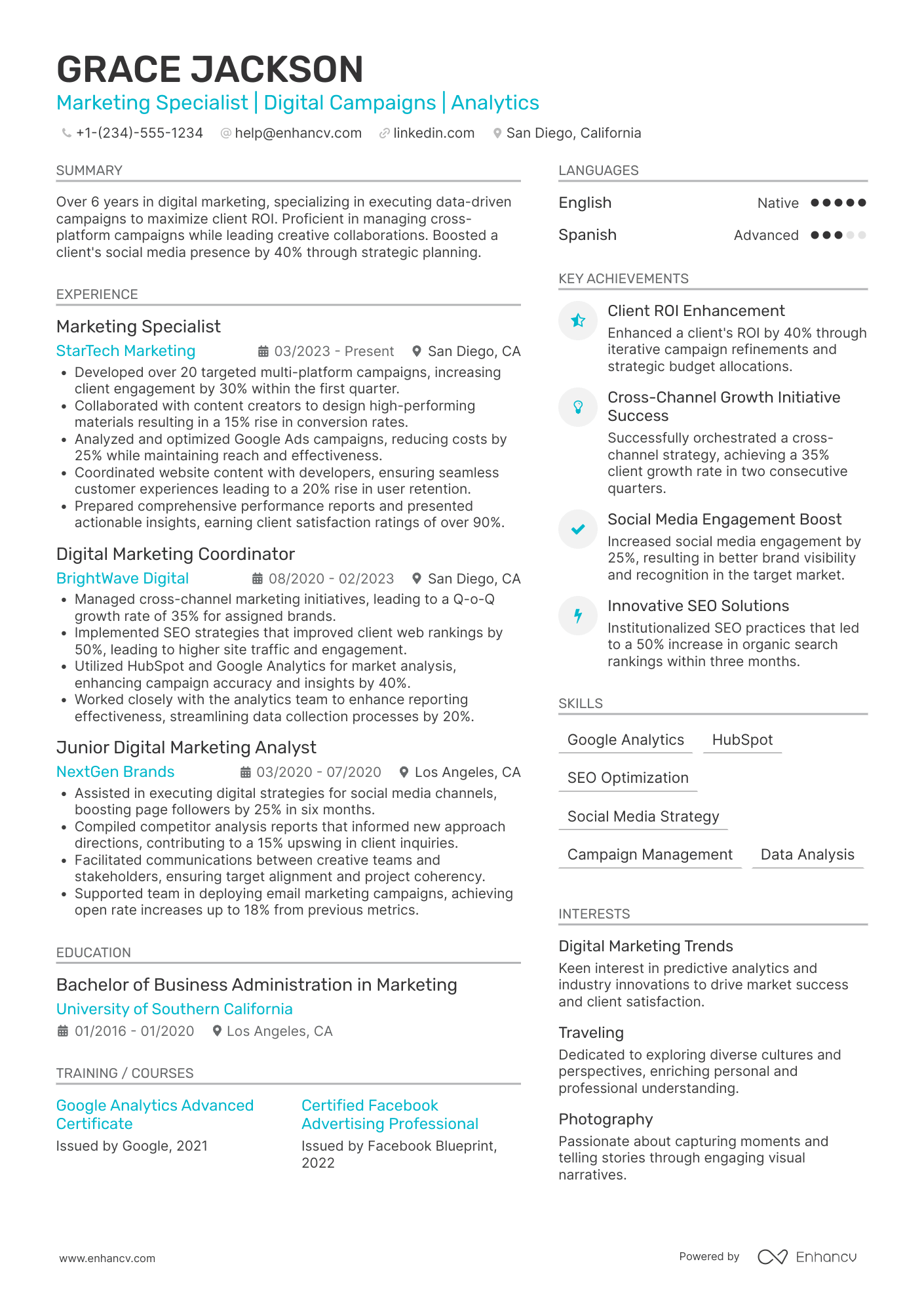 Marketing Specialist resume example