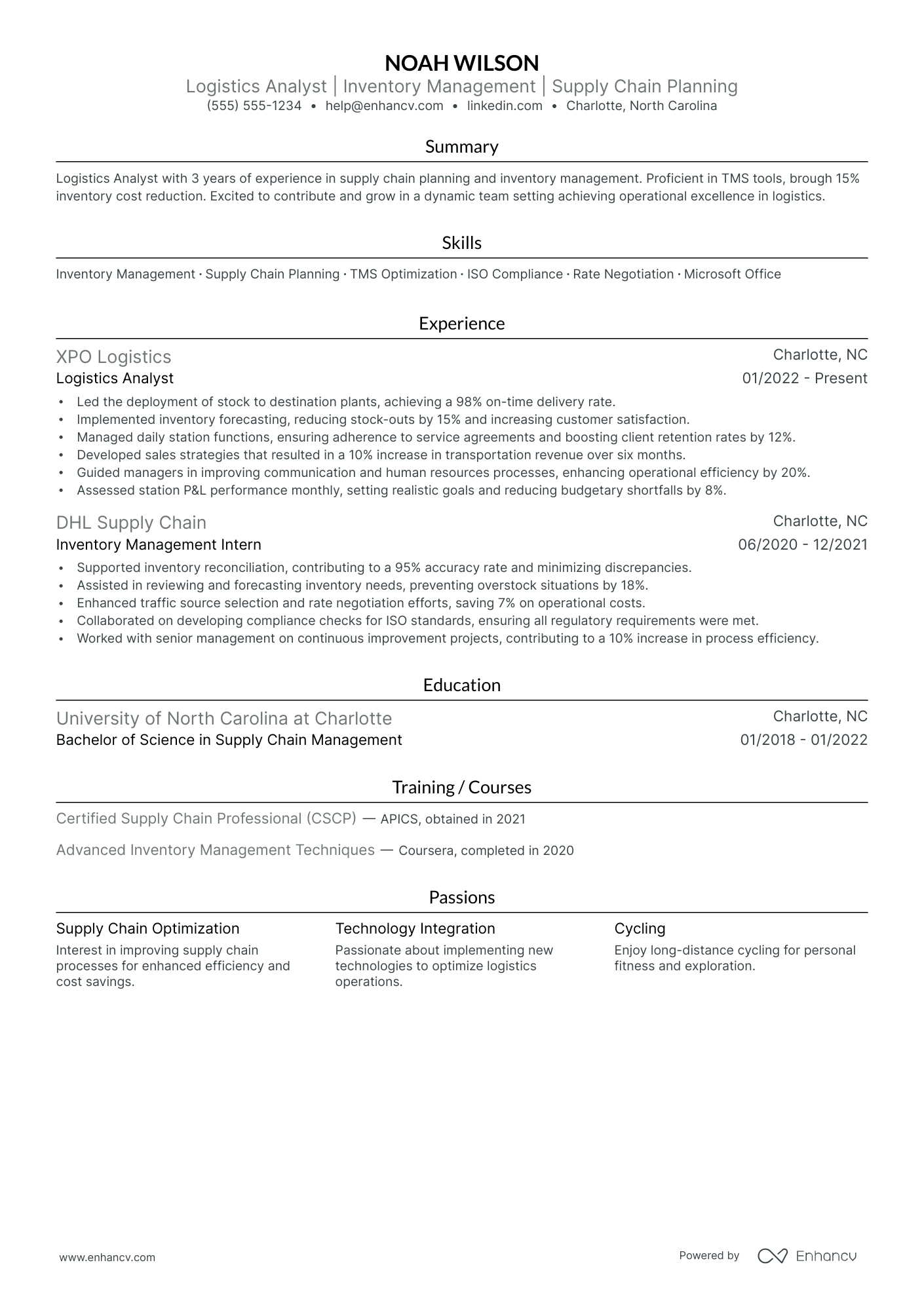 Director of Logistics resume example