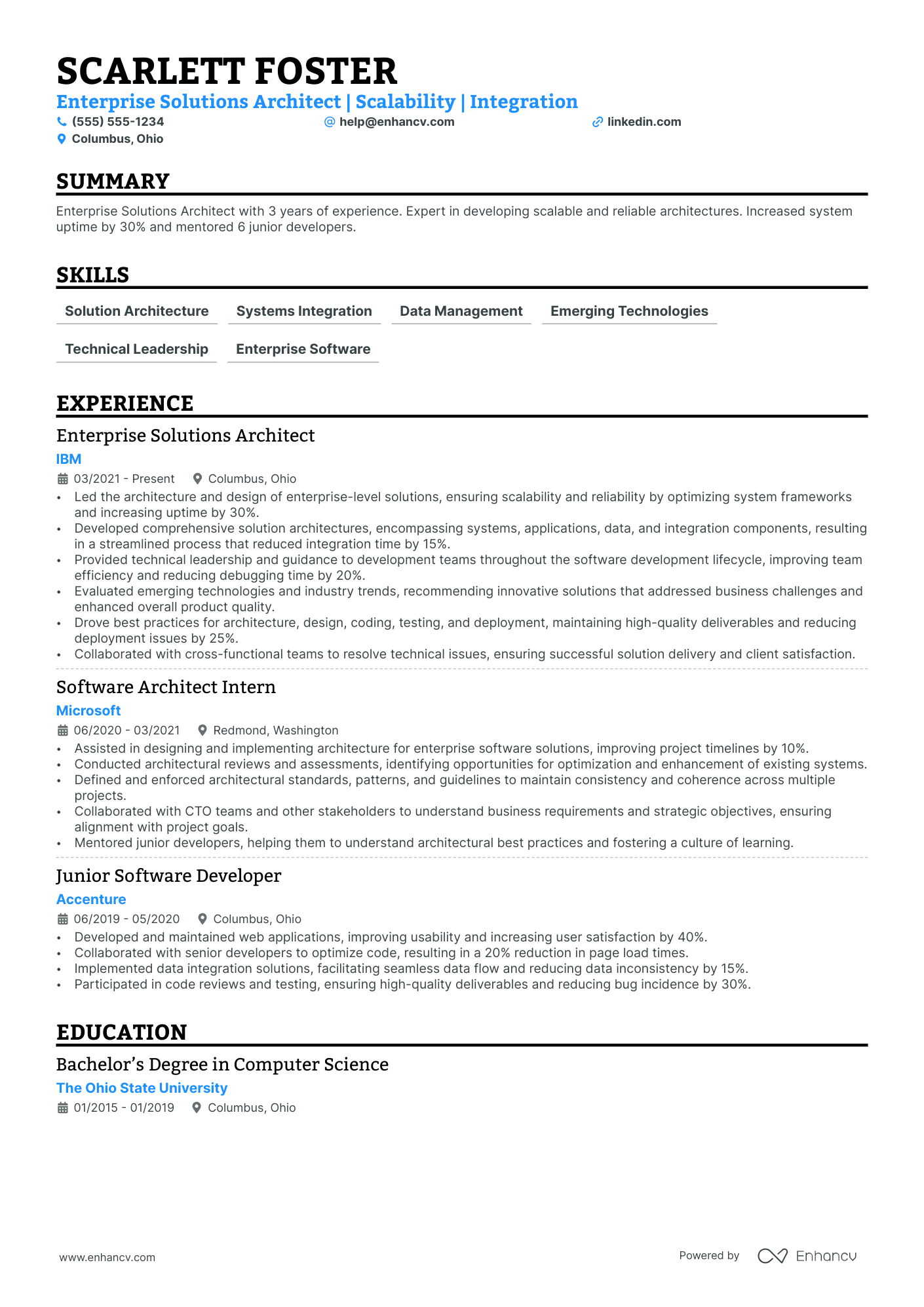 Enterprise Architect resume example