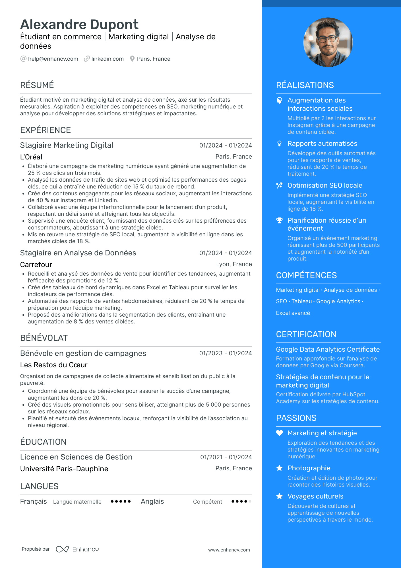 alternance resume example